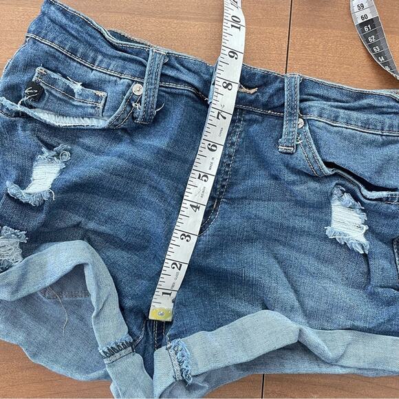 KanCan | Women's Mid Rise Distressed Jean Shorts with Folded Hem KC6111D Denim M - Picture 7 of 9